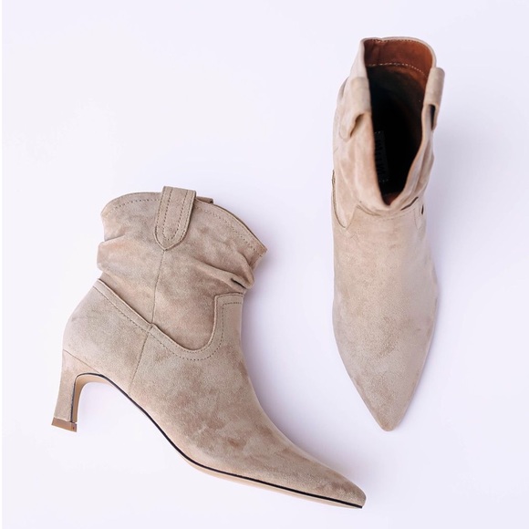 ONLY 1 Mi.iM LOUIE Faux Suede Ankle Boots- TAUPE - Picture 7 of 8